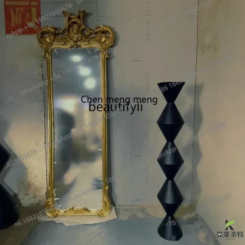 D96  French engraved full-length mirror household floor-to-ceiling mirror American cloakroom fitting mirror entrance