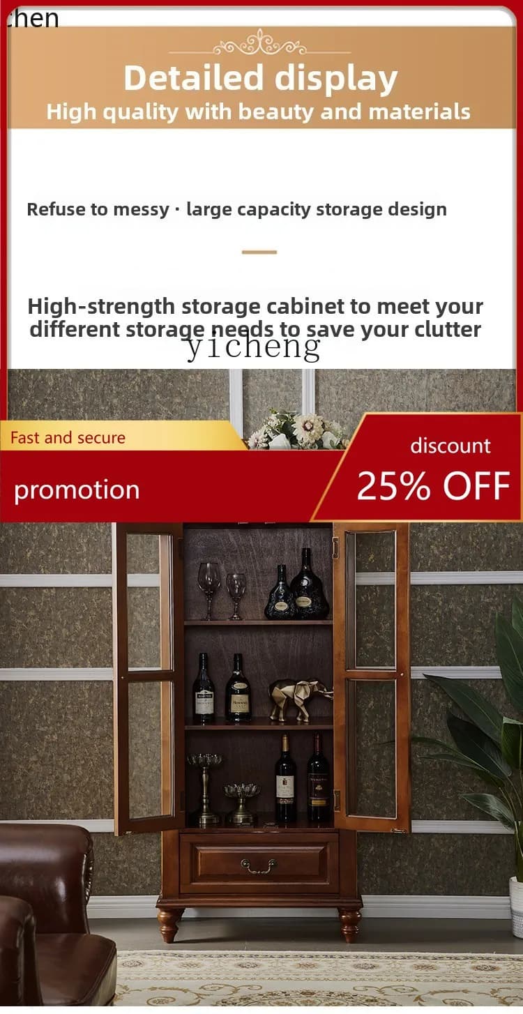 ZML Solid Wood Wall-Mounted TV Side Cabinet Living Room Small Bookshelf Home Double Door Storage Cabinet