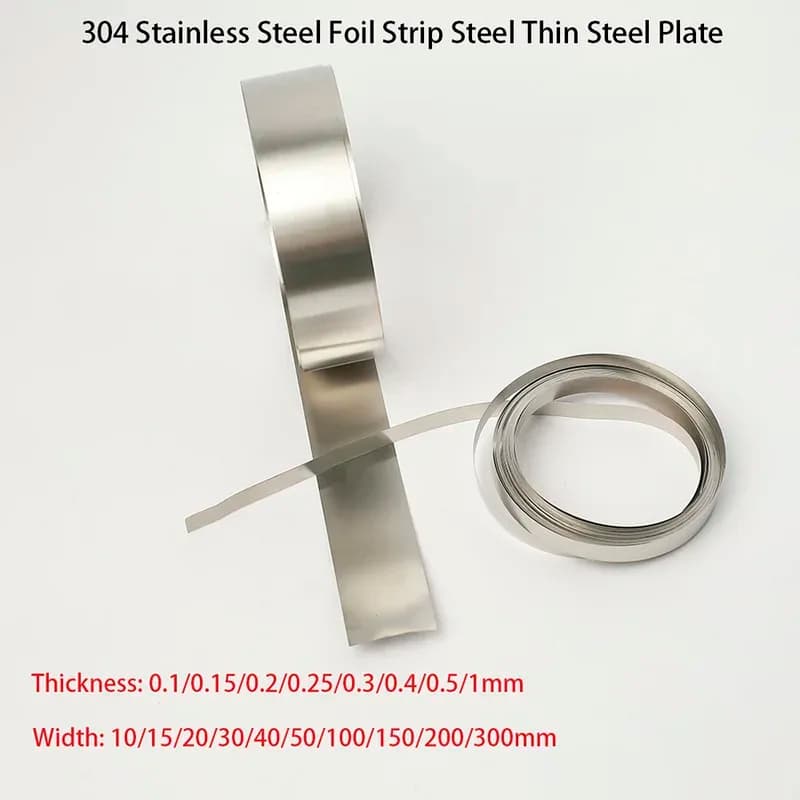 1Meter Ultra-Thin 304 Stainless Steel Sheet 0.1mm 0.2mm 0.3mm 0.5mm Thick Roll Craft Metal Strip