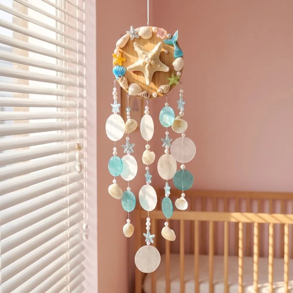 Star Ocean Wind Chimes Wall-mounted Hanging Ornaments Garden Wind Chimes Coastal Style Decoration Outdoor Wind Catcher Balcony