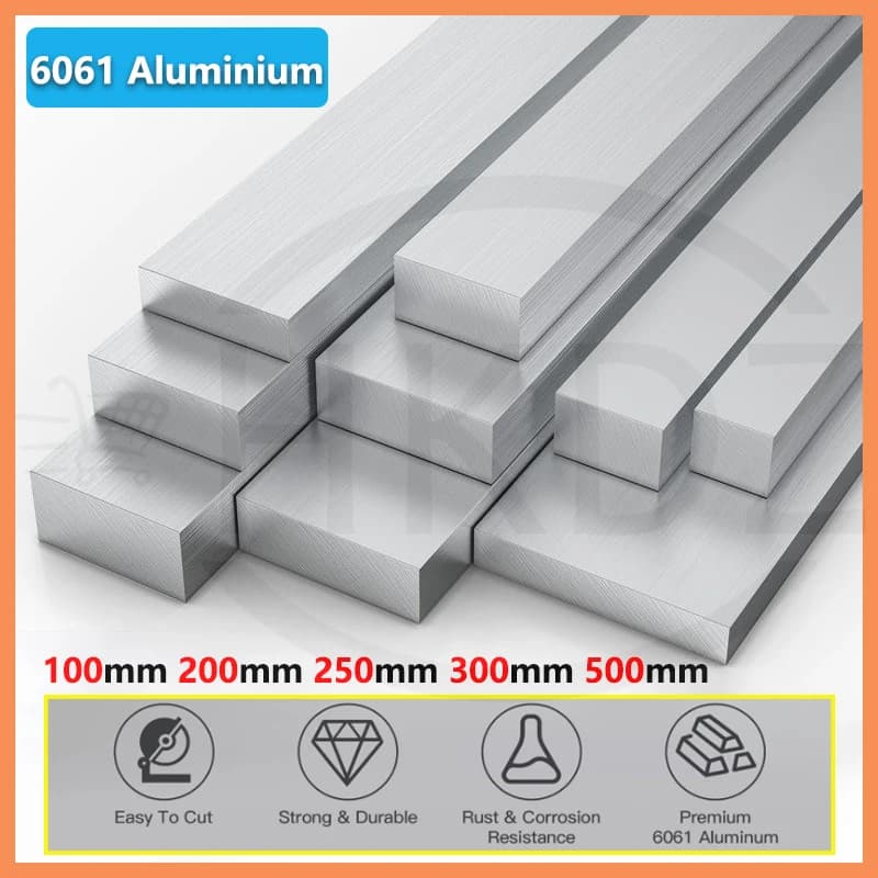 1Pcs Aluminium Flat Bar Aluminium Sheet Plate Strip Various Sizes Thickness 3 4 5 6 8 10mm Length 100mm 200mm 250mm 300mm 500mm