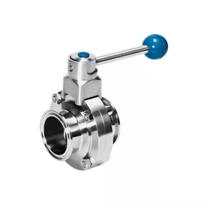 Stainless steel sanitary food grade butterfly valve quick installation three clip design for water medium