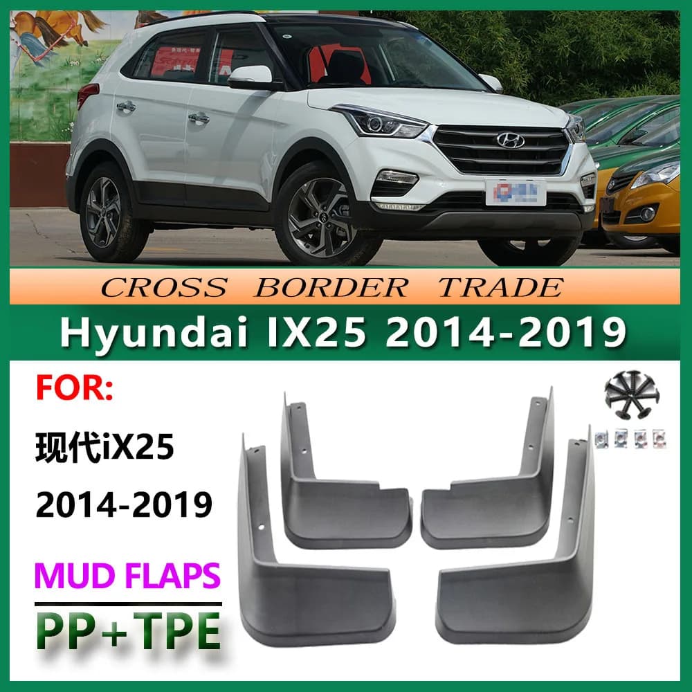 For 2014-2019 Hyundai ix25 Mud Flaps Splash Guards Set of 4 Durable Front Rear Fender Mudguards Protection