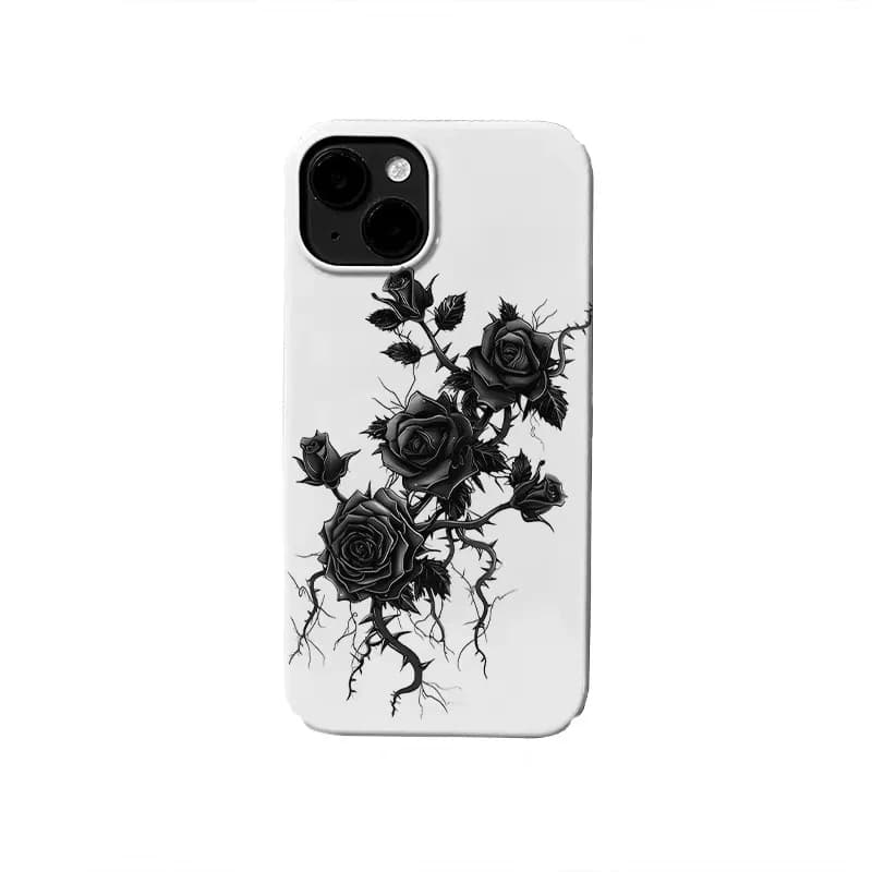 Ins Korean Black Thorn Rose Phone Case for IPHONE 17 Air 16E 15 PROMAX 14 15Plus 13 12 MINI 11 PRO 16Plus XR Acrylic Phone Cover