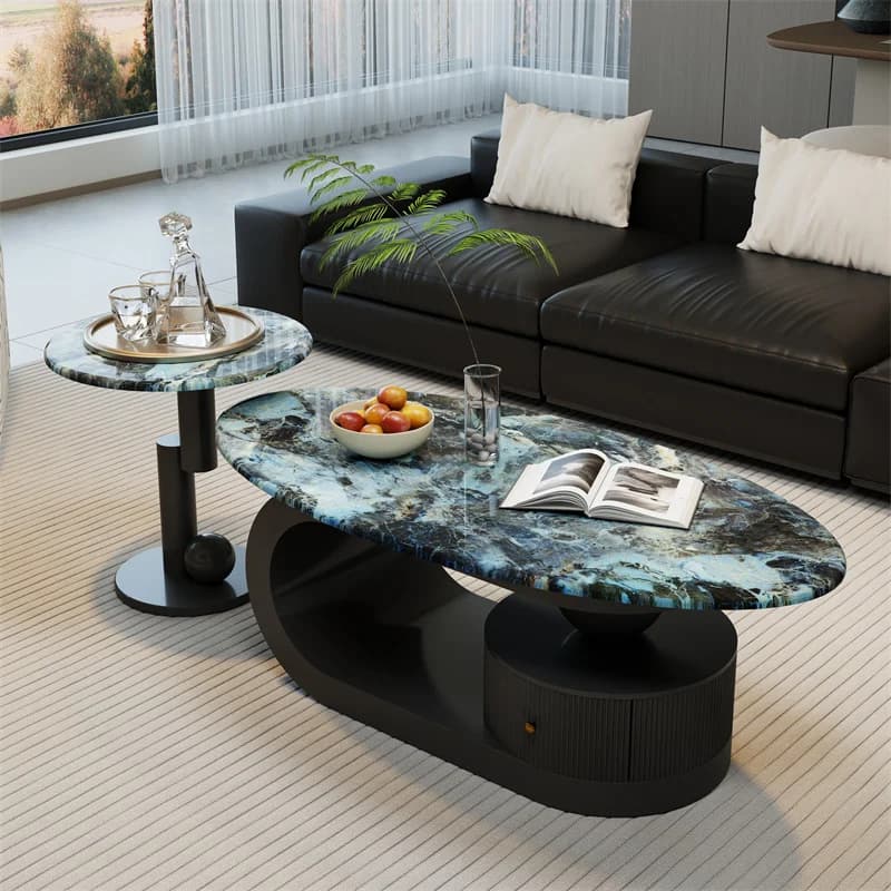 Nordic Style Boho Coffee Tables Blue European Storage Living Room Coffee Tables Modern Luxury Mesa De Centro Furniture For Home