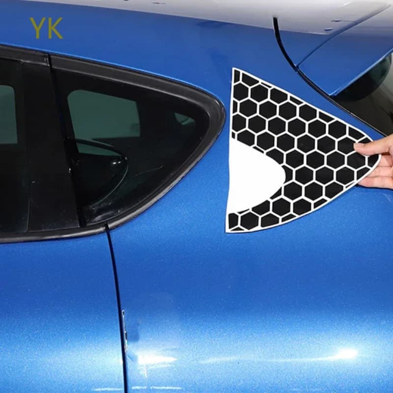 For SEAT Leon MK2 2008-2012 Car Accessories PVC Black Rear Quarter Window Decals Honeycomb Design Trim Sticker