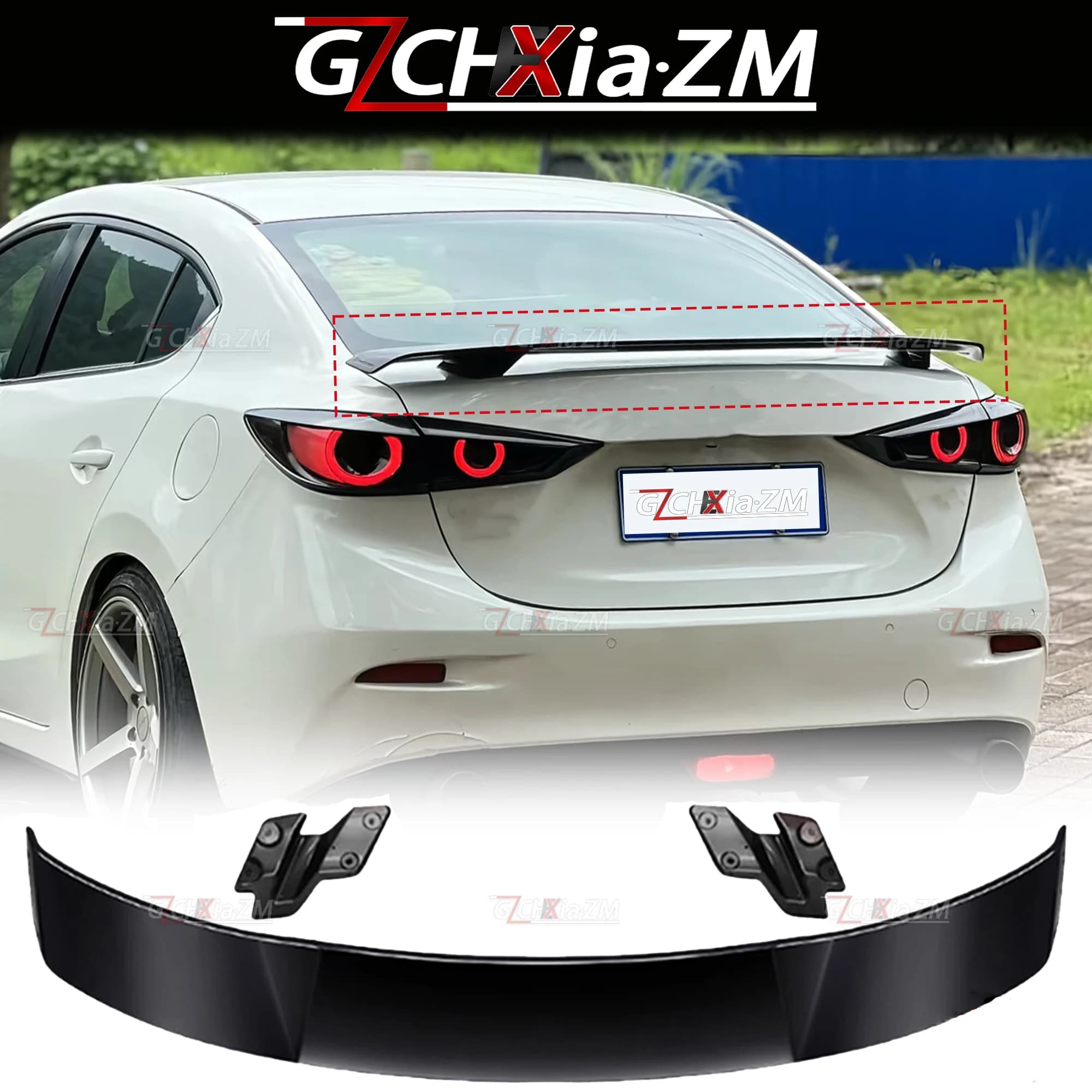 For 2014-2019 Mazda 3 Axela Sedan Rear Spoiler MK Style Luggage Compartment Did Rear Diffuser Dynamic Kit Rear Wing