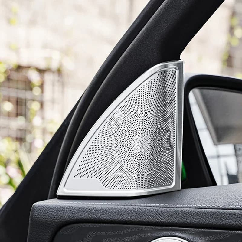 Stainless Steel Car styling Door Tweeter Audio Speaker Decorative Cover Trim 3D sticker for Mercedes Benz C Class W205 GLC X253