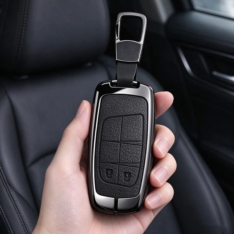 Zinc Alloy Leather Car Key Cover Case for Jeep Renegade Compass Grand Cherokee for Chrysler 300C Wrangler Dodge Protect Shell