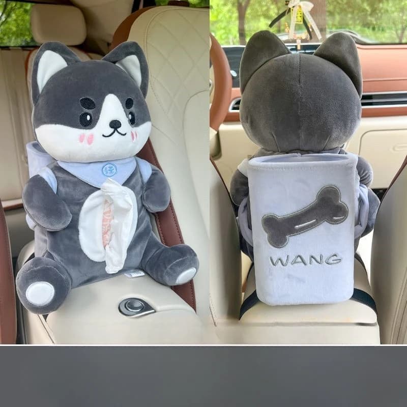 Car Tissue Box, Trash Can, Two-in-One Creative Animal Car Armrest Box, Paper Box, Multi-Functional Car Supplies