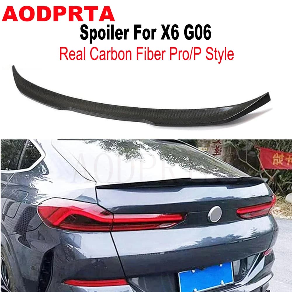 P Style Real Carbon Fiber Rear Boot Trunk Spoiler Ducktail Wing For BMW X6 G06 X6M F96 2020-2024