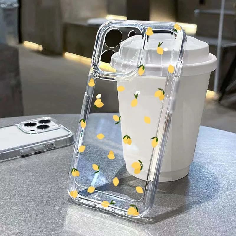 Case For Samsung S26 A16 A36 A56 A34 A54 A35 A55 A53 Yellow Lemon Clear Soft Cover For Galaxy S25 S24 Ultra S23 FE S22 S21 Funda
