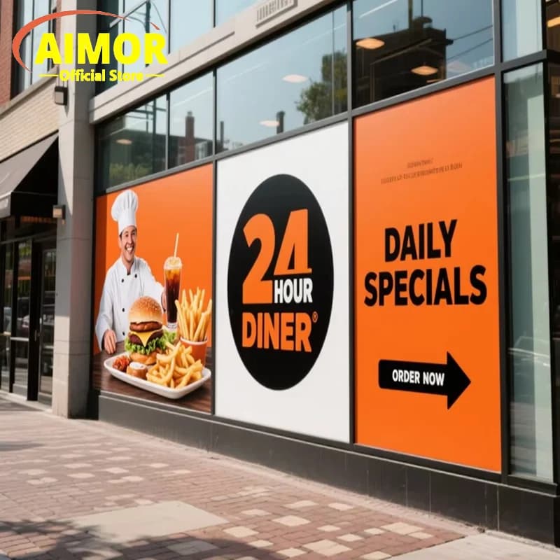 AIMOR Custom Logo PVC Glass Film Stickers Wholesale Various Materials for Advertising and Decoration Mall Store Glass Doors