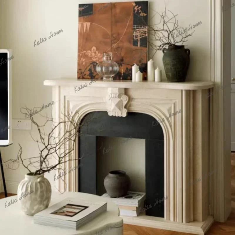 LD Decoration Storage Living Room Cabinets French Retro Solid Wood Mantelpiece Fireplace American Simple Furniture