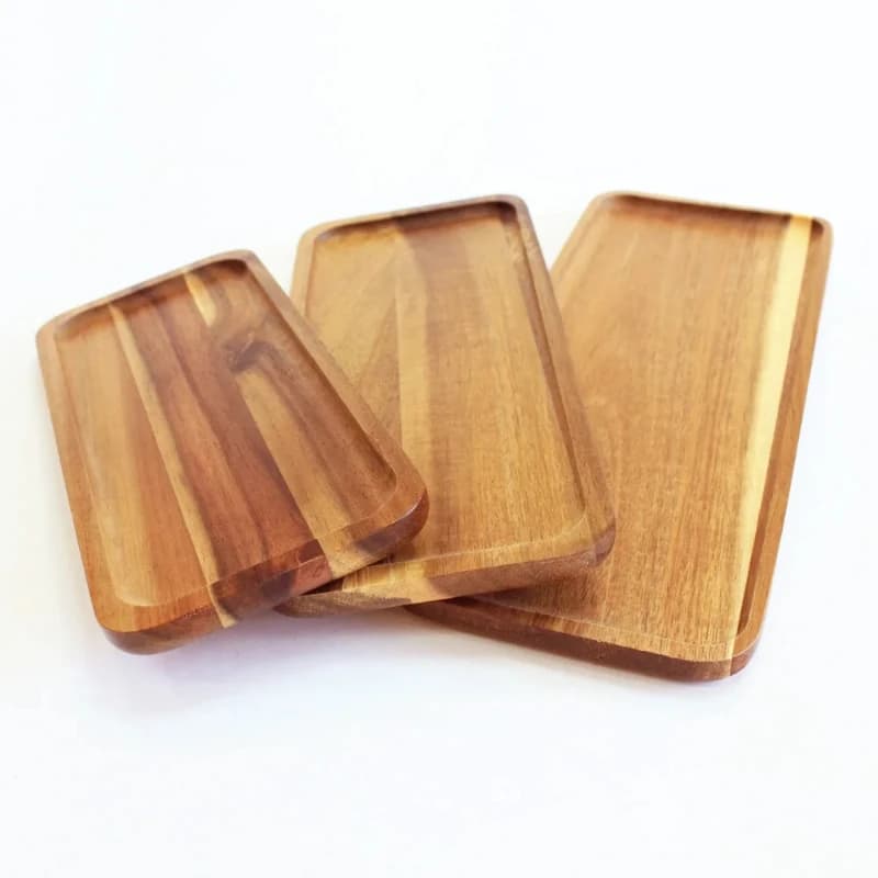 Delicate quality smooth texture warm natural acacia tray wooden board bowl set