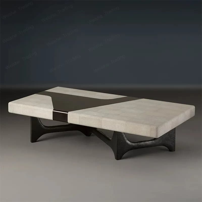 Minimalist Furniture/Model Room Household Rectangle Palm Leather Metal Creative Coffee Table