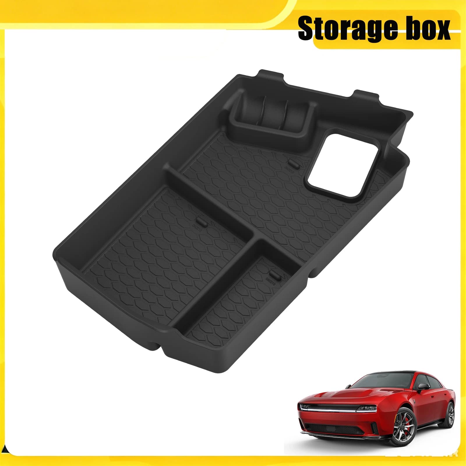 Center Console Armrest Storage Box ABS Car Storage Box Interior Car Accessories Tidying Black For Dodge Charger 2024-2026