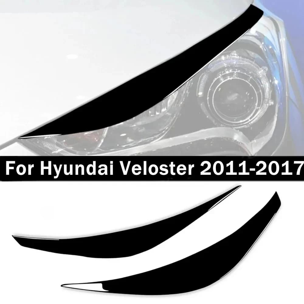 For Hyundai Veloster 2011-2017 PVC Black Epoxy Resin Car Headlight Eyebrow Trim Sticker Car Accessories