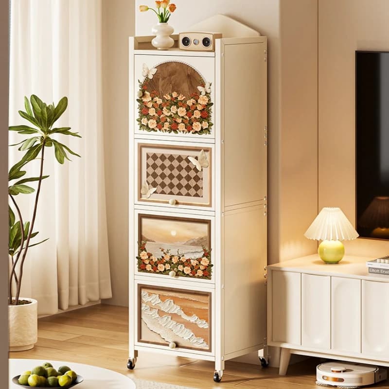 Cream Wind Bookcase metal durable wheeled movable storage shelf aesthetic large capacity möbeln wohnzimmer living room furniture