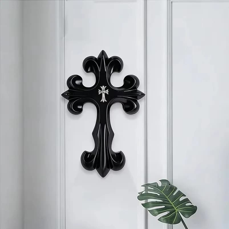2pcs Vintage Cross Ornament Retro Carving Cross Decoration Home Living Room Bedroom Wall Decoration Gift