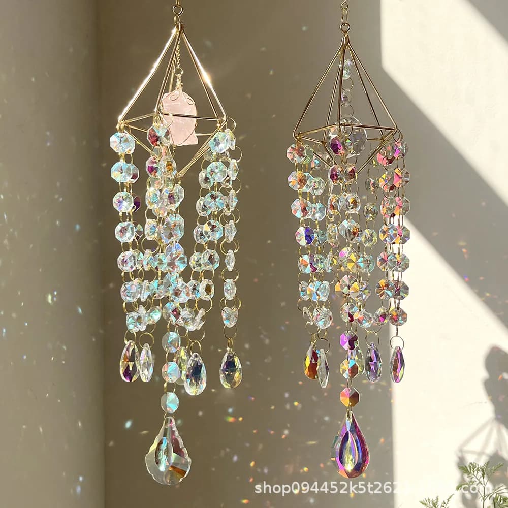 WW Garden Decorative Window Hanging Prism Cube of Light Air Stand Sun Catcher Crystal Wind Chime