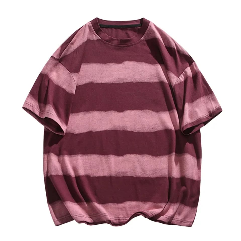 Plus Size M-5XL Vintage T Shirts For Men 2026 Summer Short Sleeve Striped Tee Shirt Loose Tops Mens Casual Pullovers Streetwear