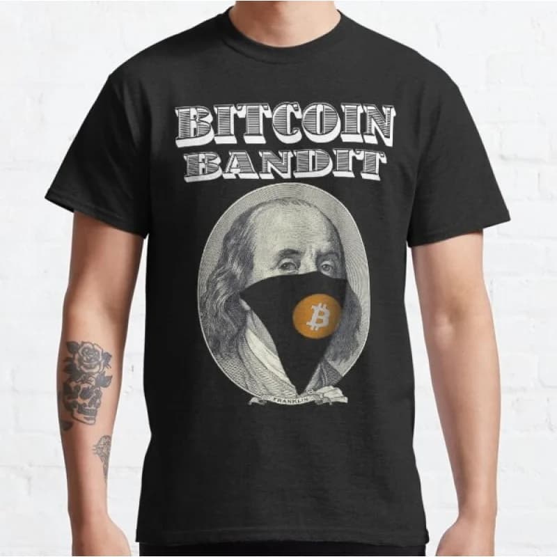Bitcoin Bandit  Gift t shirt for Crypto Traders BTC Fan Bitcoin Symbol tee 100% cotton printed Graphic clothes All size tops