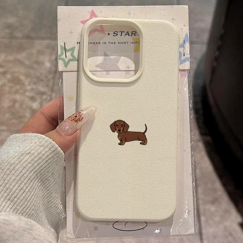 Phone Case For Samsung Galaxy S26 A16 A15 A26 A25 A36 A55 A54 A56 S25 FE S24 S23 Ultra S22 Plus 5G Brown Dachshund Pattern Cover
