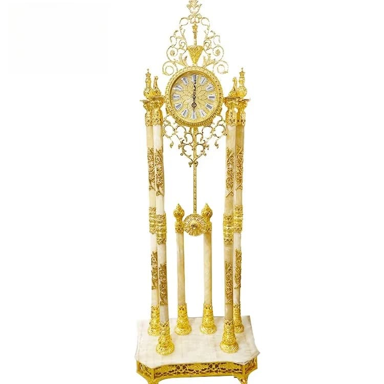 Antique Marble Yellow Luxury Grandfather Clock Design Floor Clock