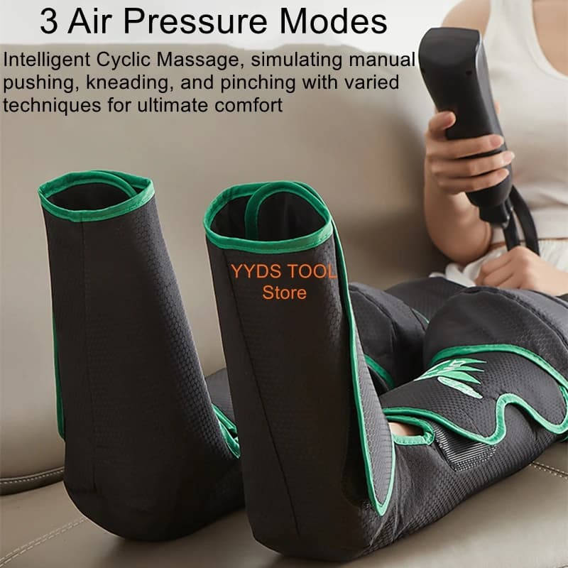 Air Wave Massager with Extended Airbags for Thighs and Calves Plug-in Foot and Leg Massager