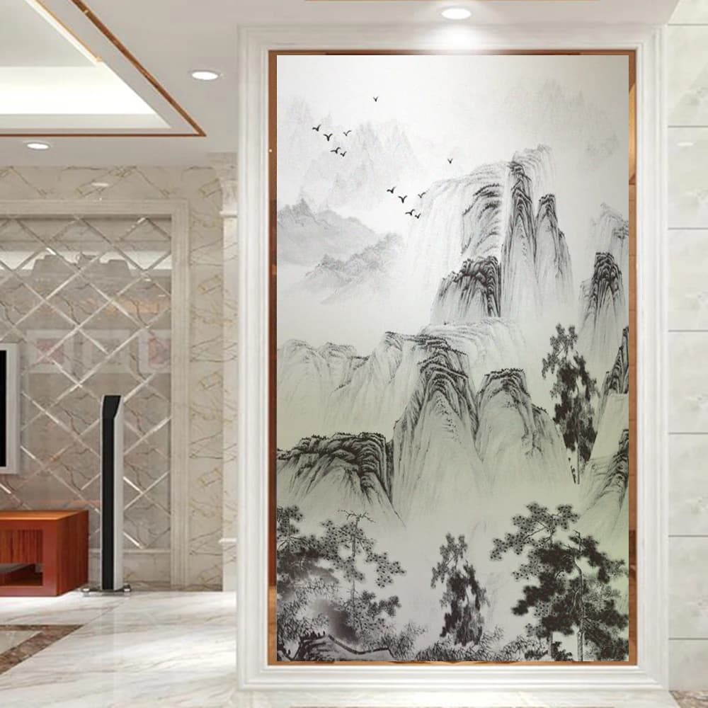 Window Privacy Film UV Blocking Heat Control Static Cling Painting Decorative Glass Window/Door Sticker