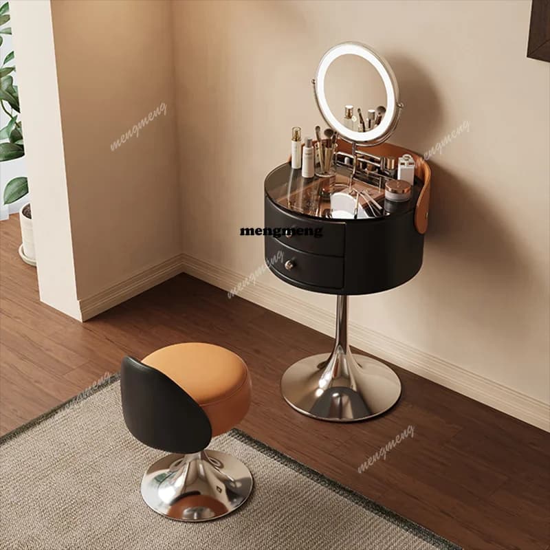 K182Dimmable Nordic Lights Night Table Metal Round Narrow Cool Modern Nightstands Dressers Luxury Black Cabeceros Furniture Bedr
