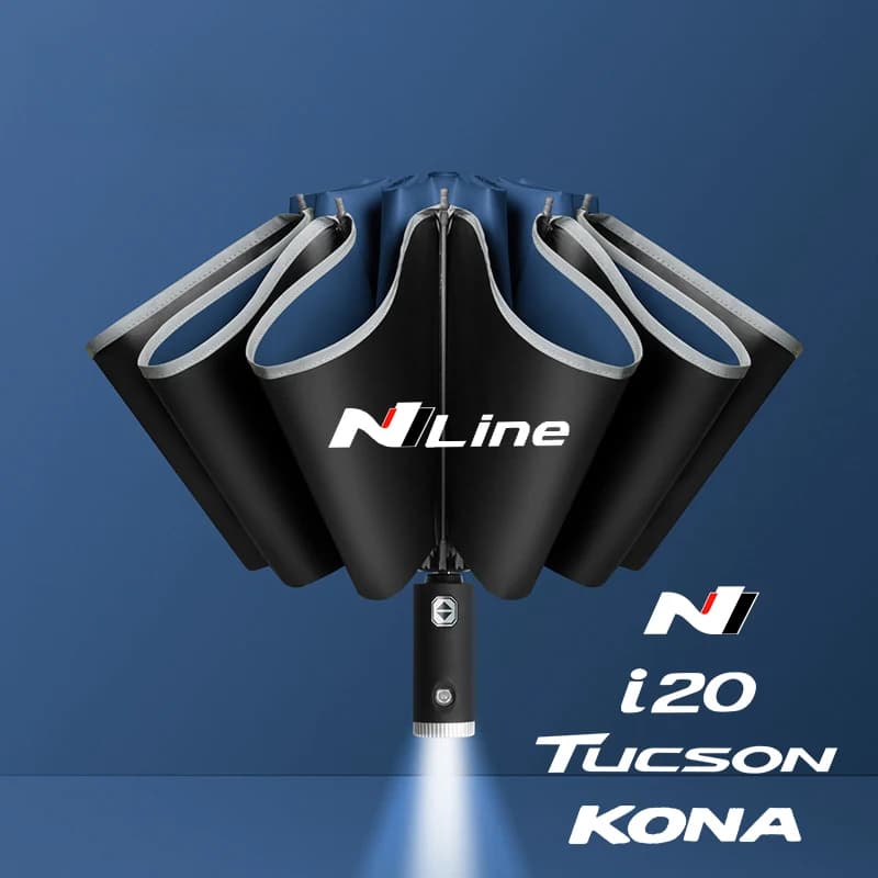 12 Bone Car Folding Umbrella Automatic Sunshade Accessories For Hyundai N LINE N i30 i20 Sonata KONA Accent Tucson Elantra Azera