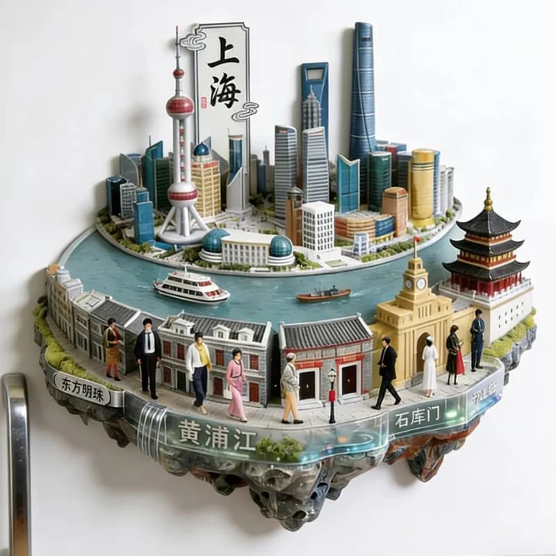 China Souvenirs Fujian Metal Fridge Stickers Jiuhuashan Lushan Hengshan Huashan Shanghai Chengdu Suzhou Fridge Magnets Gifts