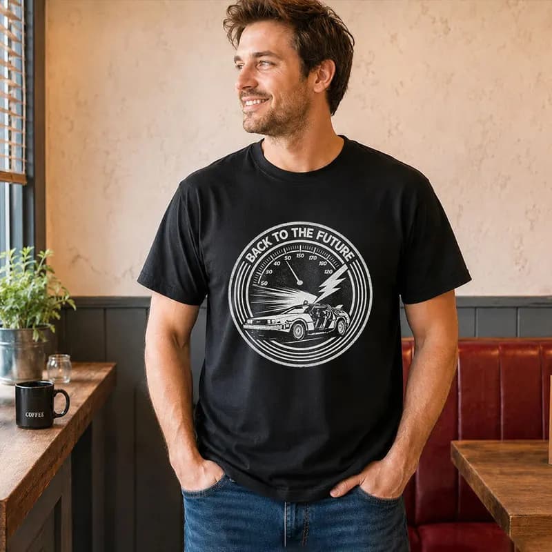 Back To The Future T‑Shirt Biff's Automotive Detailing Print Tees 0814 Hill Valley DeLorean 88MPH Time Machine Short Sleeve Tops