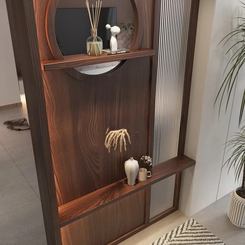 b1 Changhong glass partition enters the door to block the solid wood new Chinese decoration simple entrance living room screen