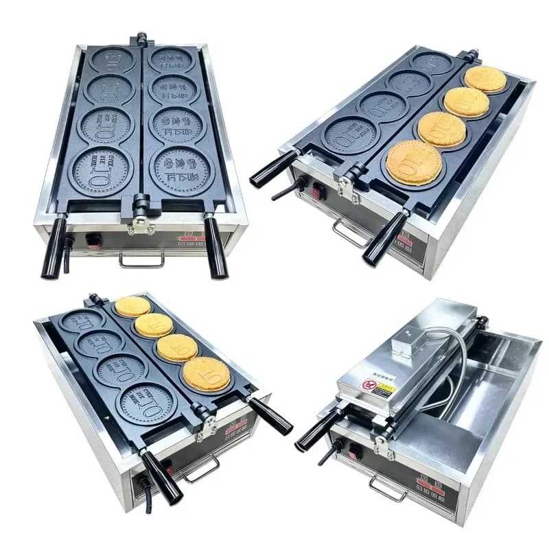Mold Cheese Coin Waffle Machine Non-stick Korean Street Food Custom Mold Waffle Machine