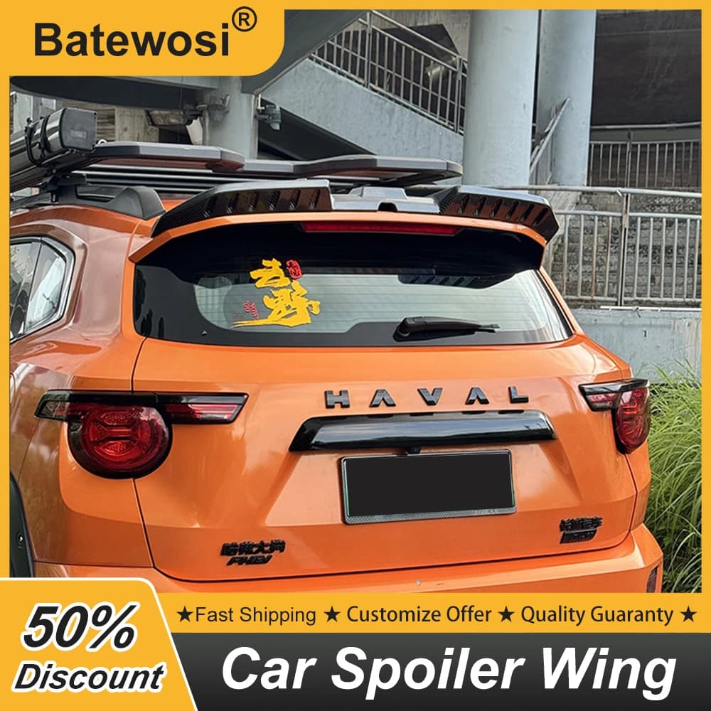 For GWM Haval H7 Dargo 2rd 2025 2026 Rear Roof Trunk Lid Car Spoiler Wing ABS Material Black Carbon Color Exterior Accessories