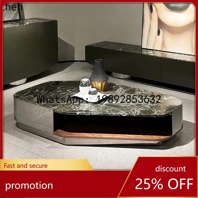 YFY Style Marble Coffee Table Living Room Home Modern Coffee Table Creative High-End Villa Irregular Shape Tea Table