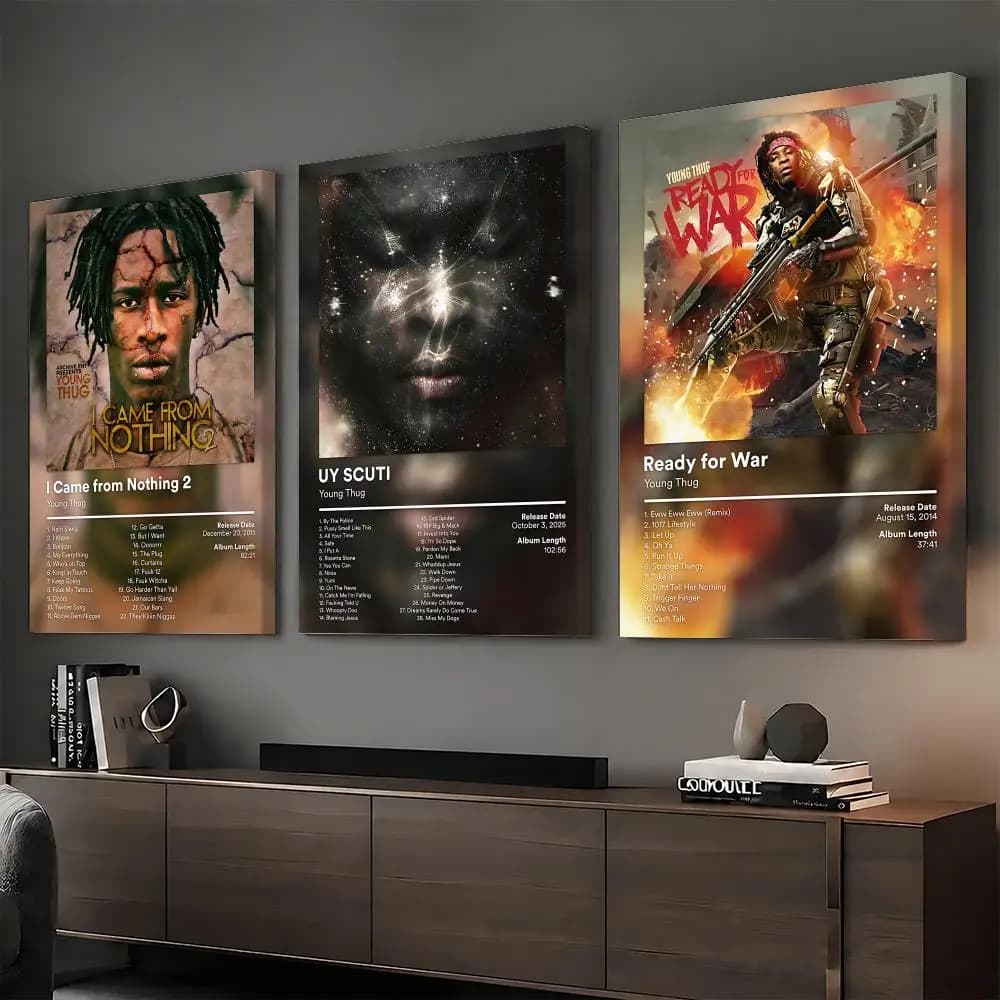 Y-Young Thug Rapper Music Painting Calligraphy HD Modern Style Inner Frame Canvas Poster Bedroom Room Hallway Wall Art Decor