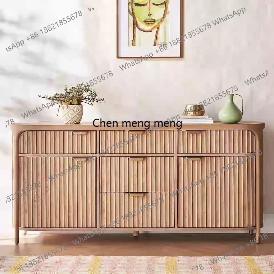 American solid wood dining side cabinet small apartment household retro locker French chest storage