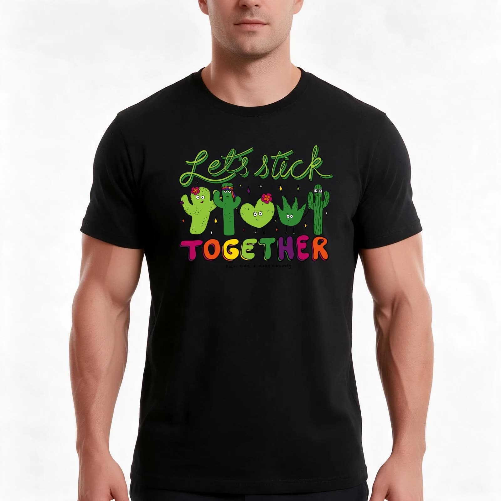 Let's Stick Together T-Shirt, Summer Casual Cotton Tee, Oversized Streetwear Tops, Vintage Graphic Print, Loose Fit Short Sleeve