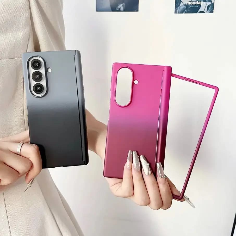 Gradient Dual Color Phone Case For Samsung Galaxy Z Fold 7 5G Axis Hinge Protective PC Hard Shell Fold7 Back Cover