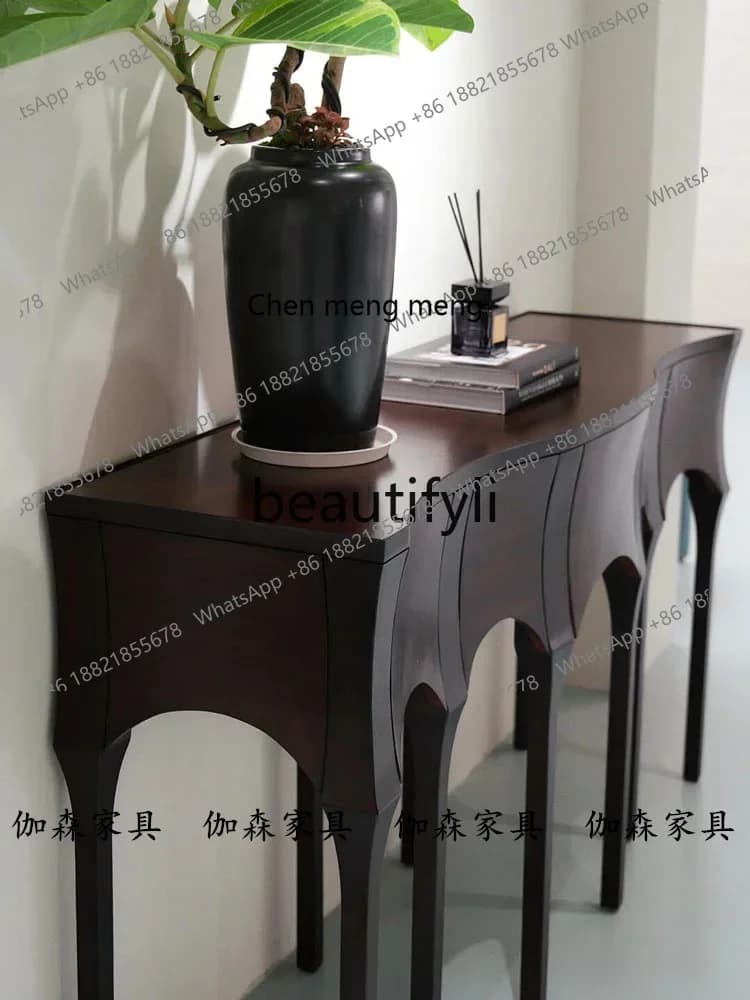 2003Nordic solid wood special-shaped entrance table foyer locker light luxury strip case storage