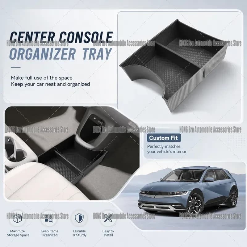 For Hyundai Ioniq 5 2022 2023 2024 Central Console Armrest Storage Box Non-slip Rubber Organizer Tray Interior Accessories