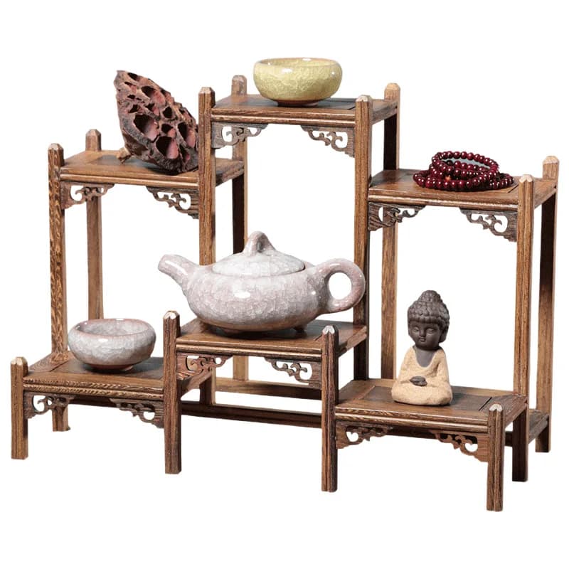 Chicken wing wood bogu frame wooden handicrafts Duobao Pavilion cultural and play display stand wooden study coffee table