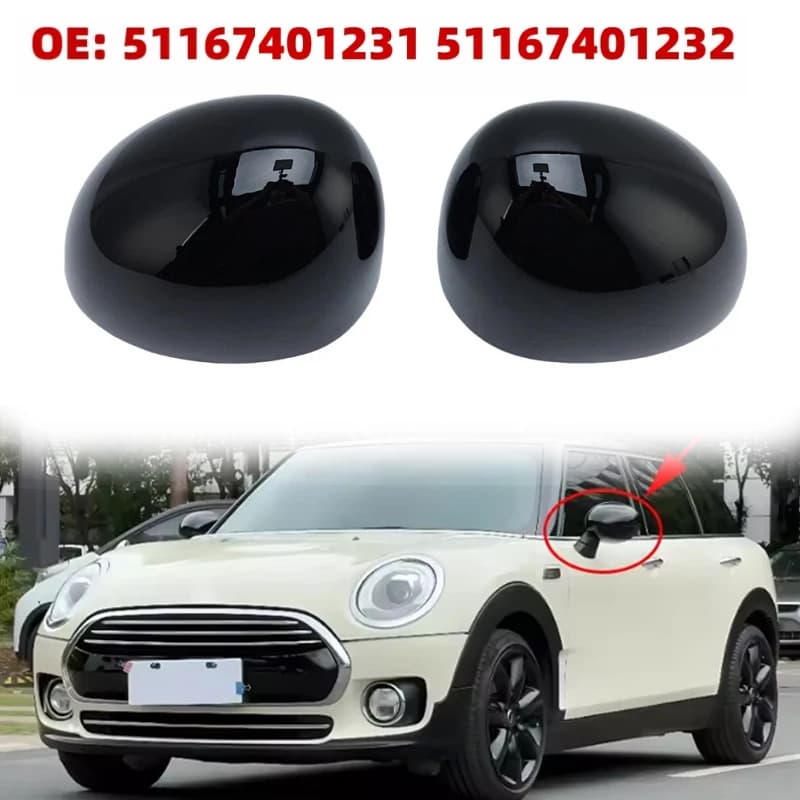 1Pair Door Mirror Cover Left Right Glossy Black Replacement For Mini F55 F56 F57 2014-2021 Exterior Mirror Cover