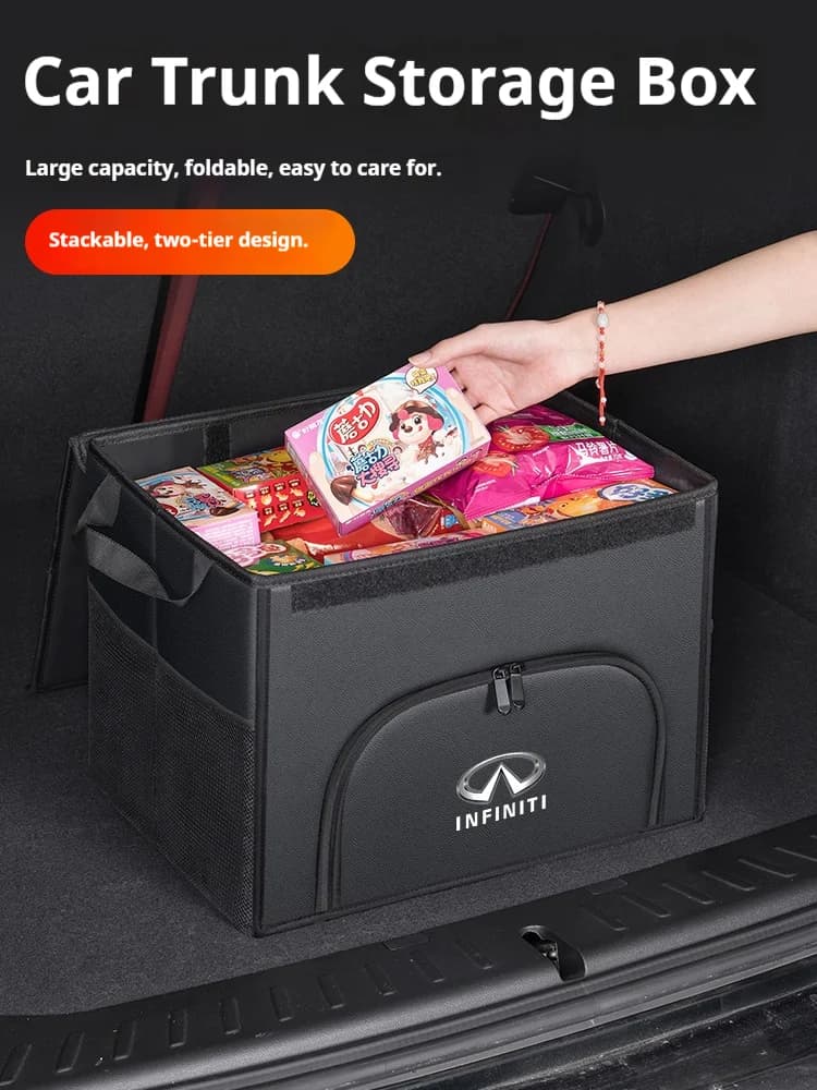 Car trunk large capacity Foldable storage box shoe storage organizing box For Infiniti Q30 Q80 Q60 Q50 QX60 QX50 QX80 QX55 ESQ