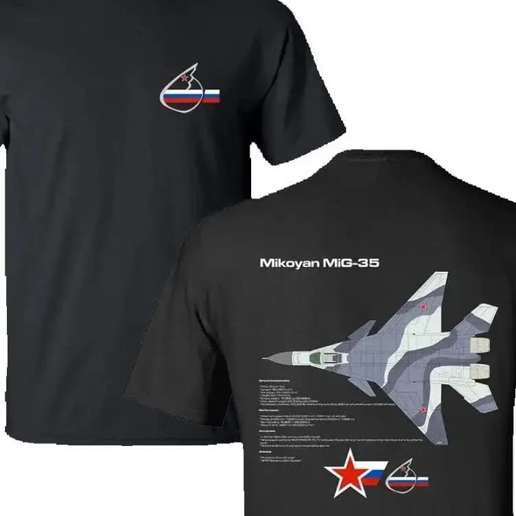 Russian Air Force Mikoyan MiG-35 Fulcrum-F Stealth Fighter T-Shirt. Premium Cotton Short Sleeve O-Neck Mens T Shirt New S-3XL