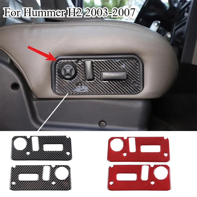 Fit For Hummer H2 2003 2004-2007 Accessories Soft Carbon Fibres Car Interior Seat Adjustment Switch Panel Decoration Sticker
